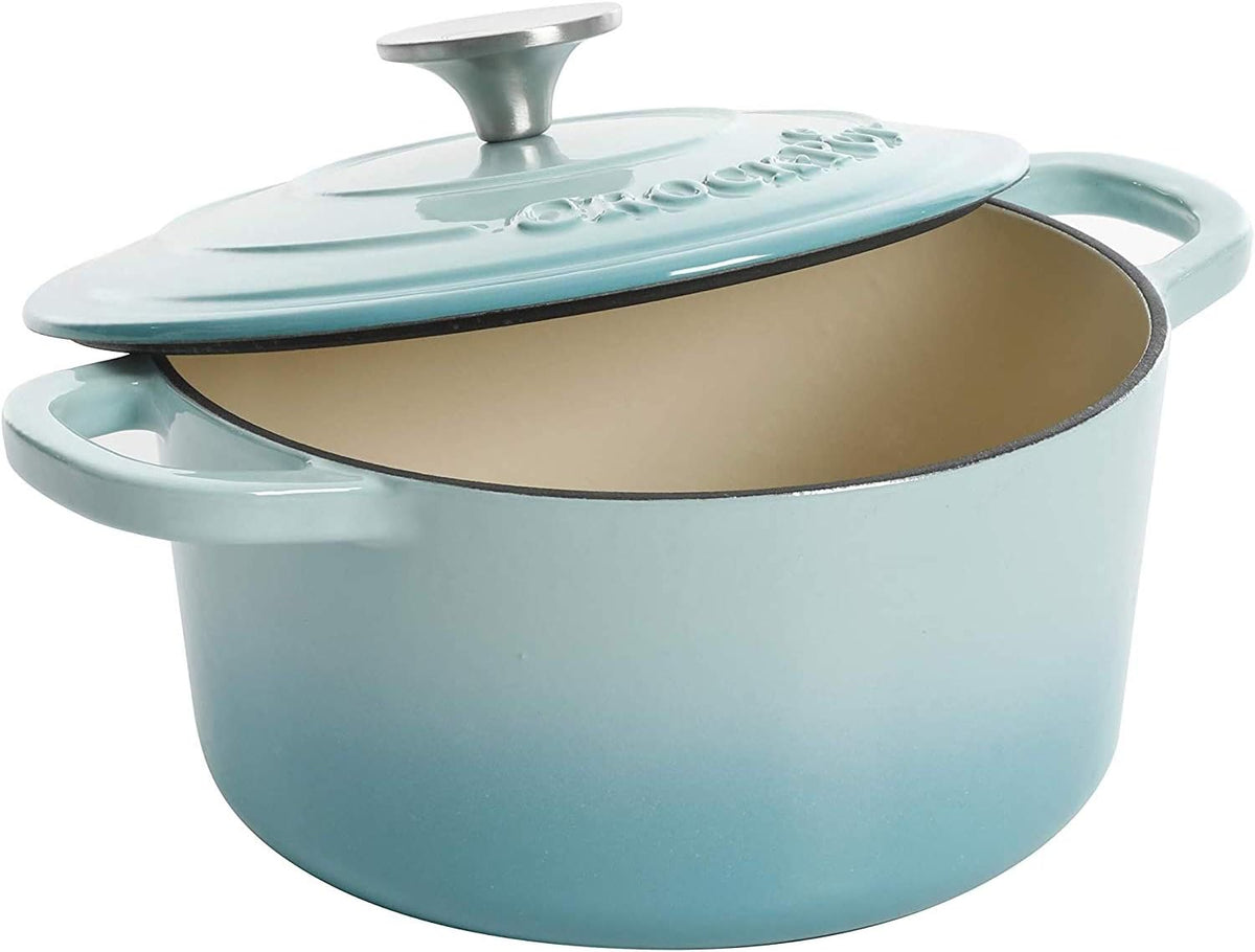 3 Quart Enameled Cast Iron Dutch Oven – Aqua - Curated Catalog O5