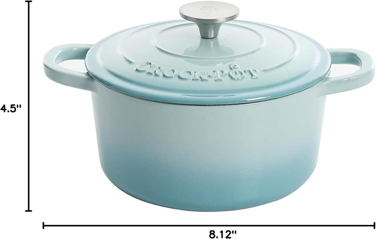 3 Quart Enameled Cast Iron Dutch Oven – Aqua - Curated Catalog O5